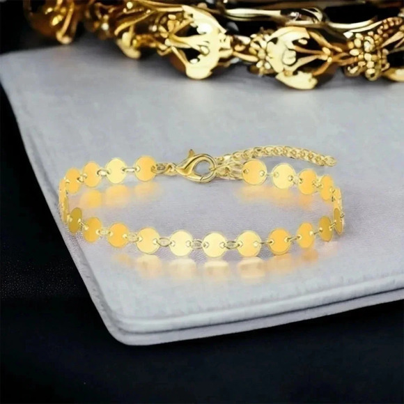 Circles Gold Anklet Bracelet - Picture 1 of 5